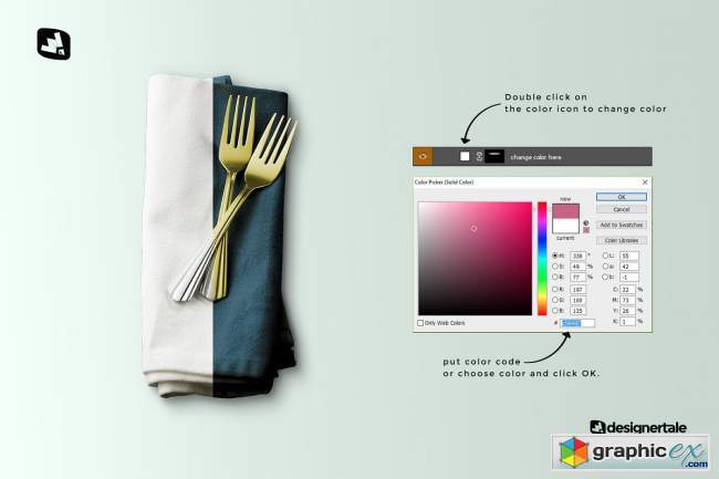 Dinner Napkin With Cutlery Mockup 