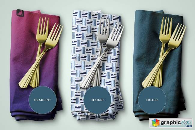 Dinner Napkin With Cutlery Mockup 