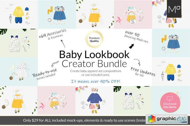 Baby Lookbook Creator Bundle Mockups 