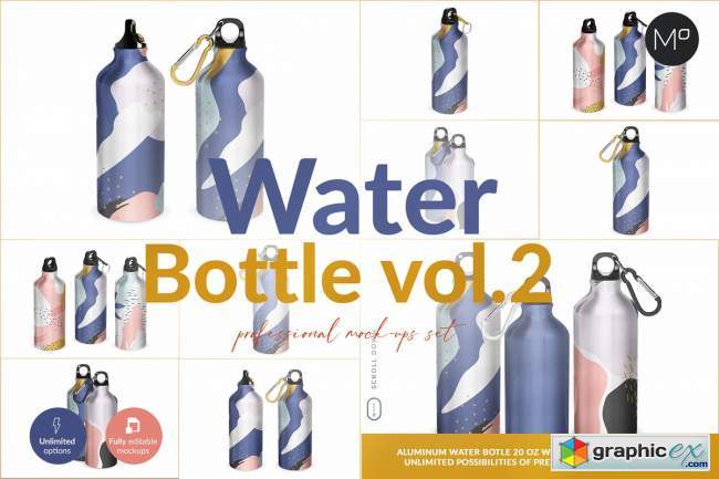 Aluminium Water Bottle II Mock-ups 