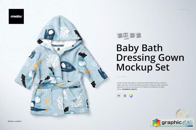 Baby Bath Dressing Gown Mockup Set