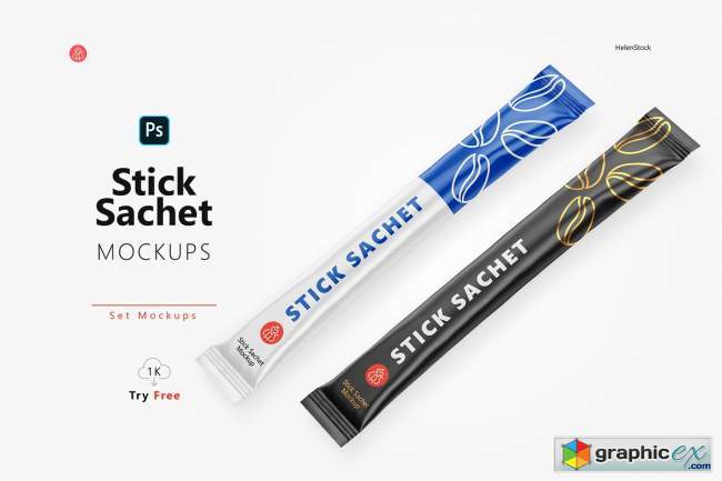 Stick Sachet Mockup – Half side View 