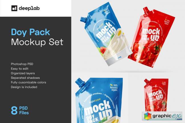 Doypack Packaging Mockup Set | Pouch 
