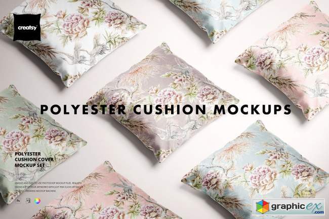 Polyester Cushion Cover Mockup Set 