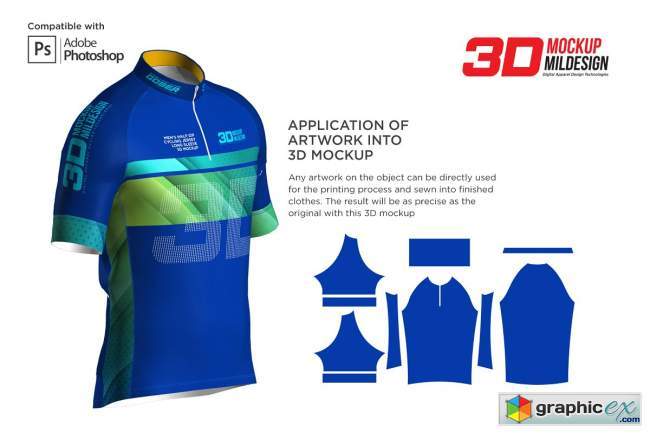  3D Men's Cycling Jersey Half-zip SS 