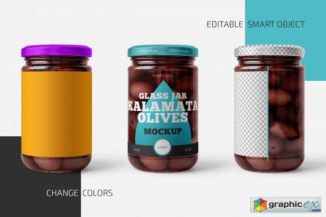Jar with Kalamata Olives Mockup Set 