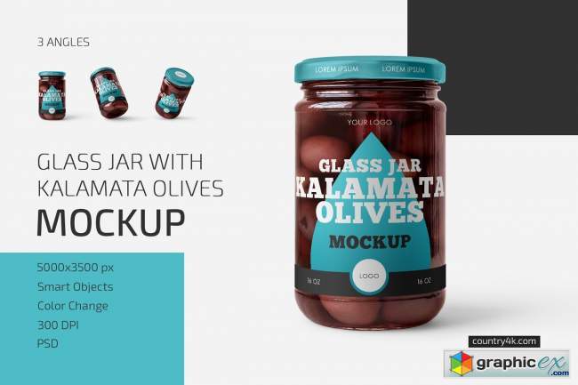 Jar with Kalamata Olives Mockup Set 