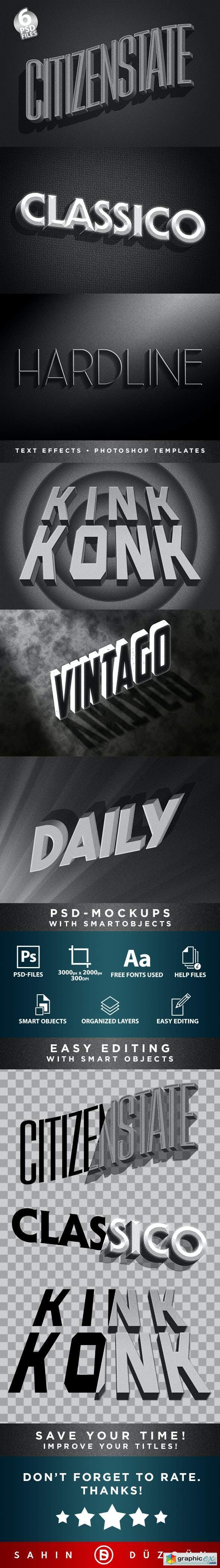 Classic Film Title Cards | 3D Text-Effects/Mockups | Template-Package