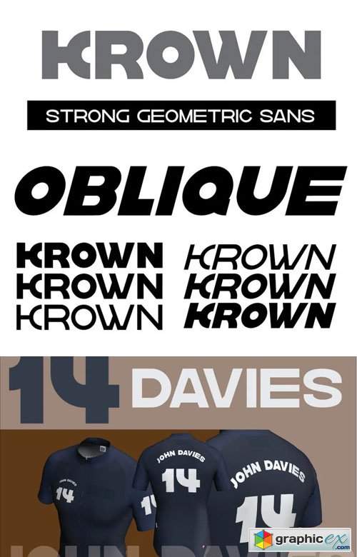  Krown - Geometric Sans Serif Font Family [6-Weights] 