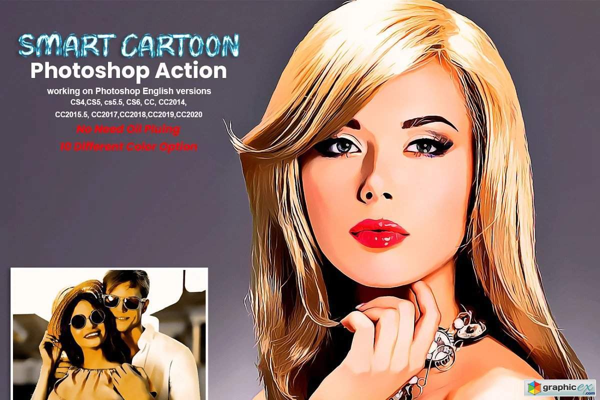 Smart Cartoon Photoshop Action » Free Download Vector Stock Image