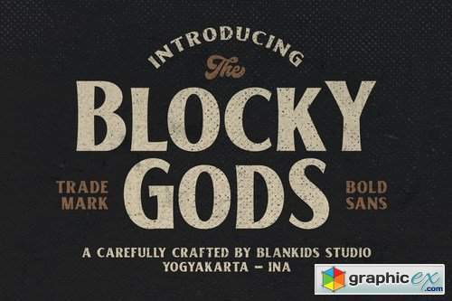 Blocky Gods Vintage Sans Serif Font