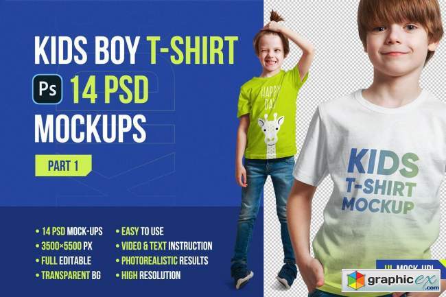 Kids Boy T-Shirt Mockups. Part 1 