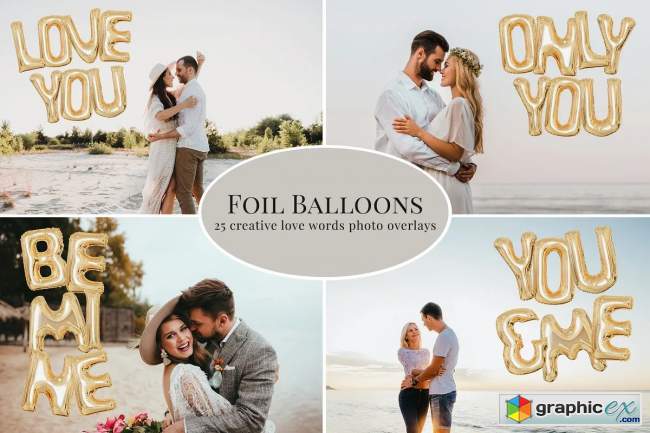 Golden Foil Balloons photo overlays 