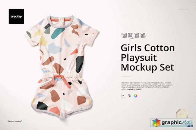 Girl's Cotton Playsuit Mockup Set 