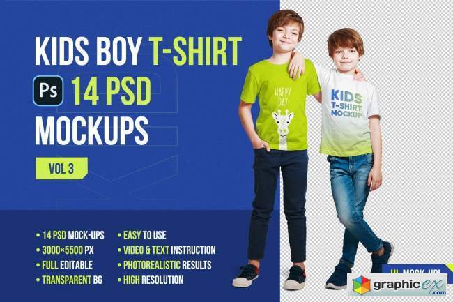 Kids Boy T-Shirt Mockups Vol3