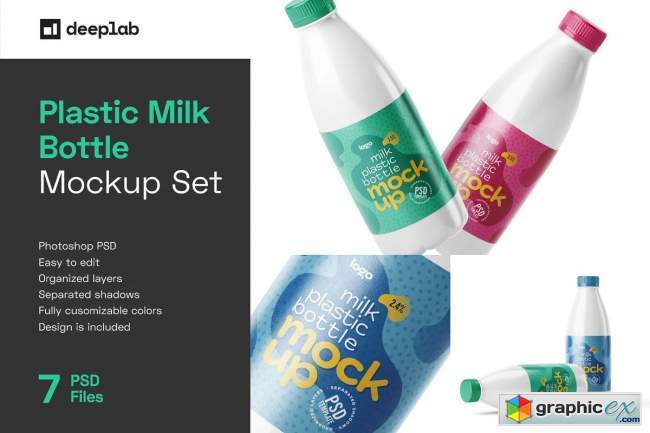 Plastic Milk Bottle Label Mockup