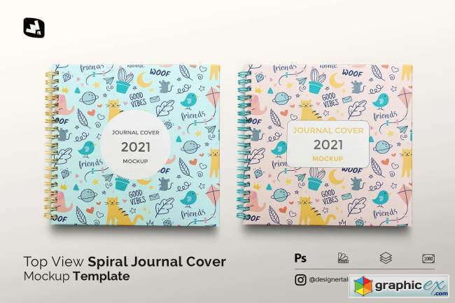 Top View Spiral Journal Cover Mockup