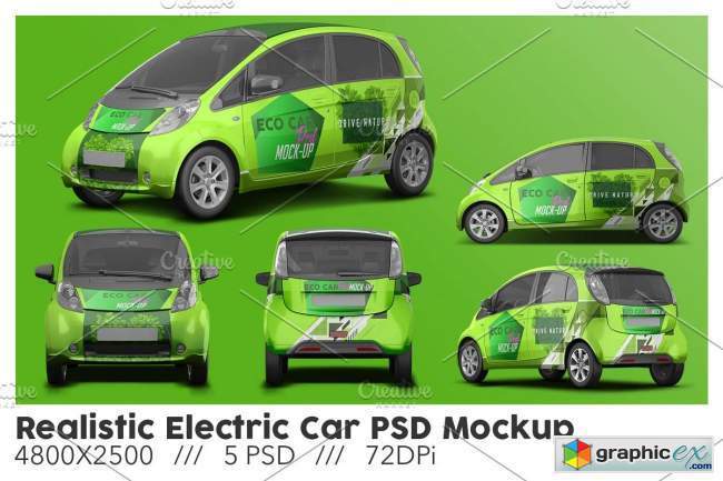 Realistic Electric Car PSD Mockup 5742767