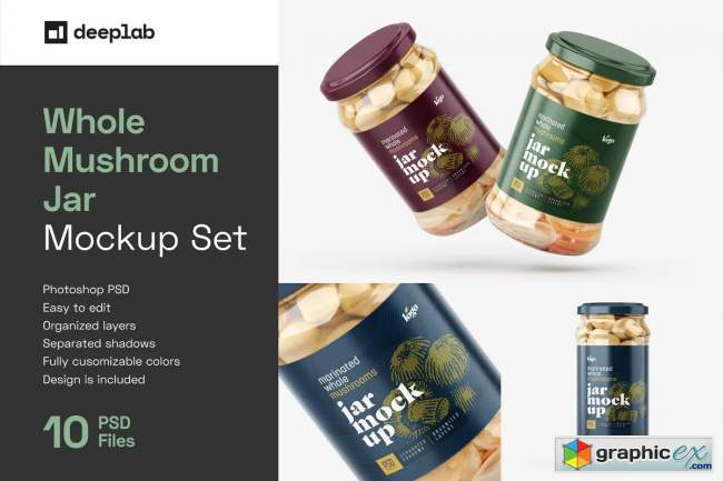 Whole Mushroom Jar Mockup Set 