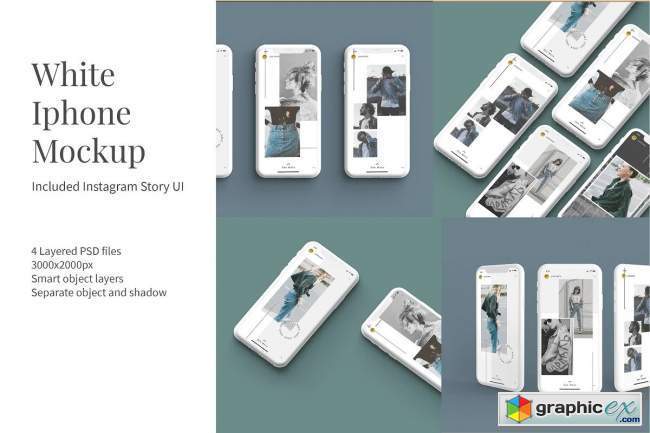 White Iphone Mockup + InstaStory UI