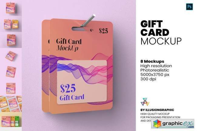Gift Card Mockup - 8 Views