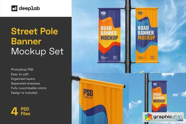 Street Pole Banner Mockup Set