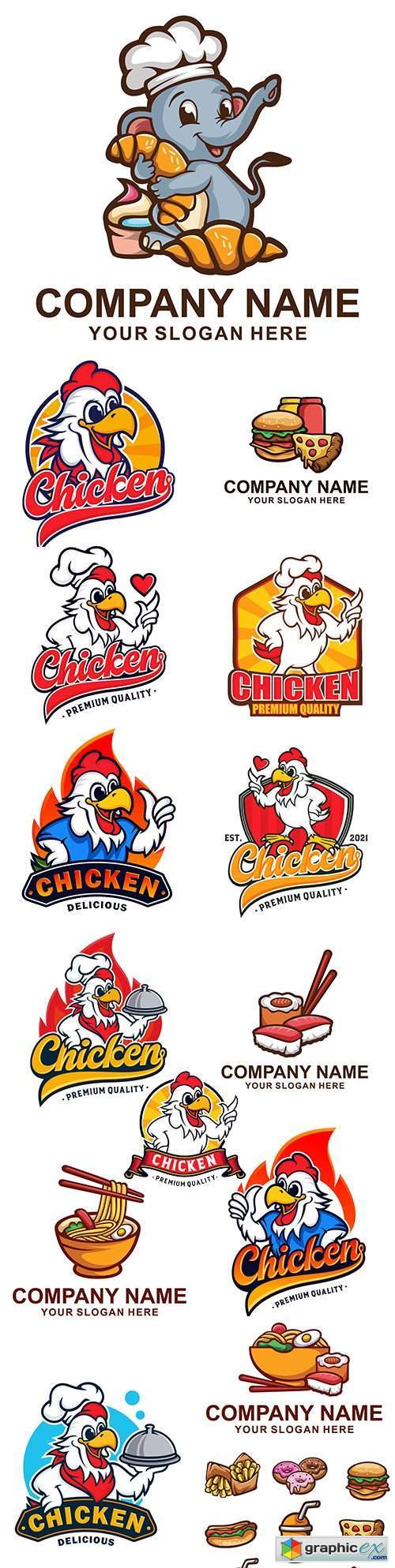 Mascot emblem and brand name logos design 10