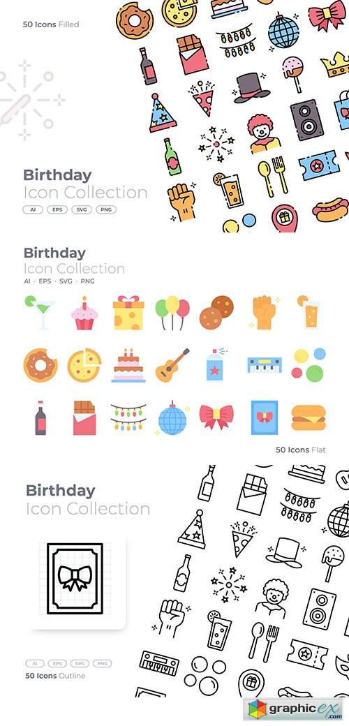  Birthday vector Icons set 