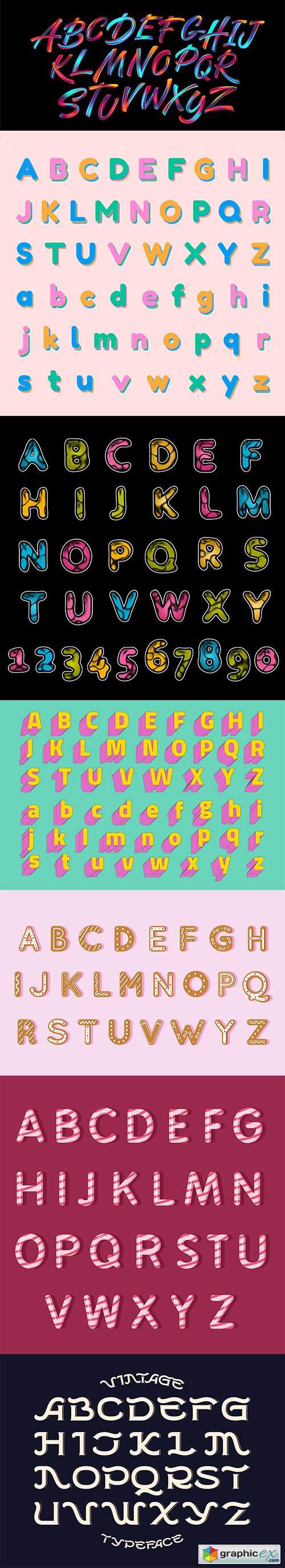  Alphabet collection of vector fonts 