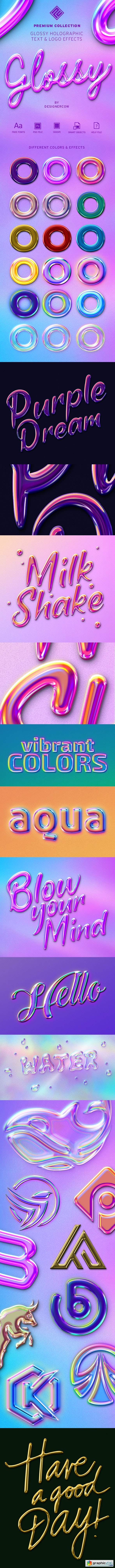Glossy Holographic Text & Logo Effects - Collection 