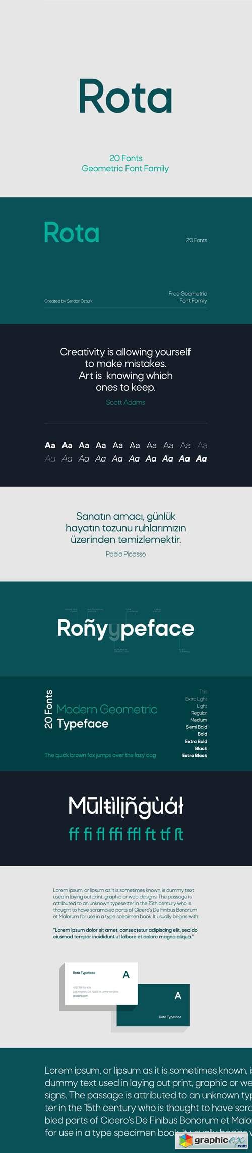  Rota - Geometric Sans Serif Font Family [20-Weights] 