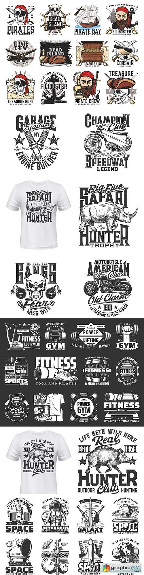  Print on T-shirt with mascot and biker club design emblem 