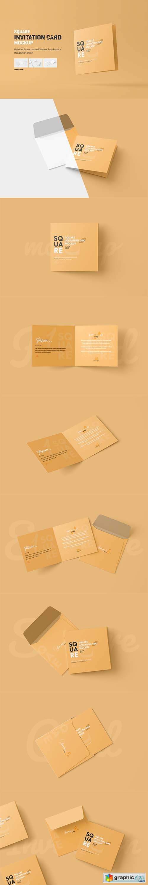 Download Square Folded Invitation Card Mockup Free Download Vector Stock Image Photoshop Icon