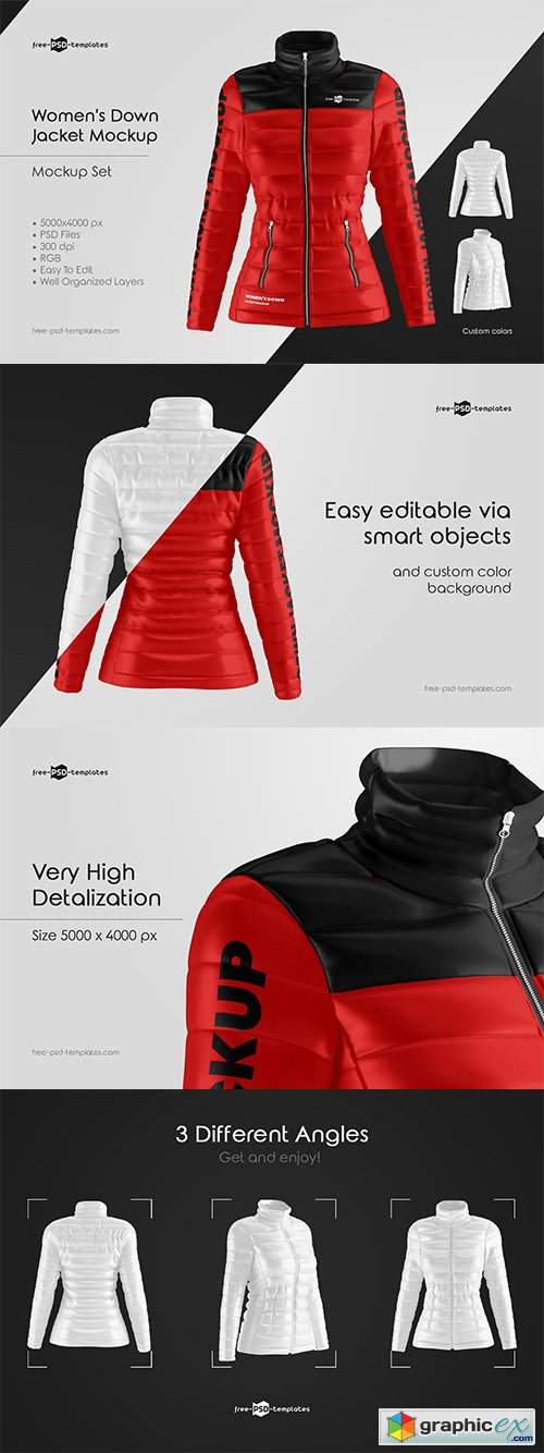 Download Women S Down Jacket Mockup Set Free Download Vector Stock Image Photoshop Icon