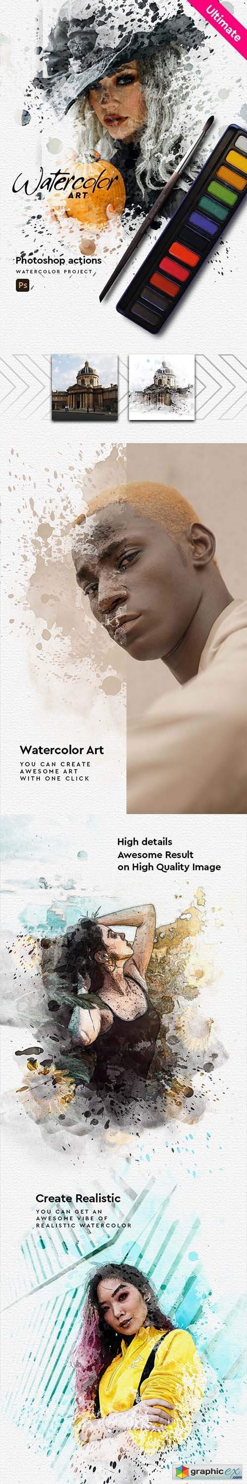 Watercolor Art - Aquarelle - Photoshop Action 