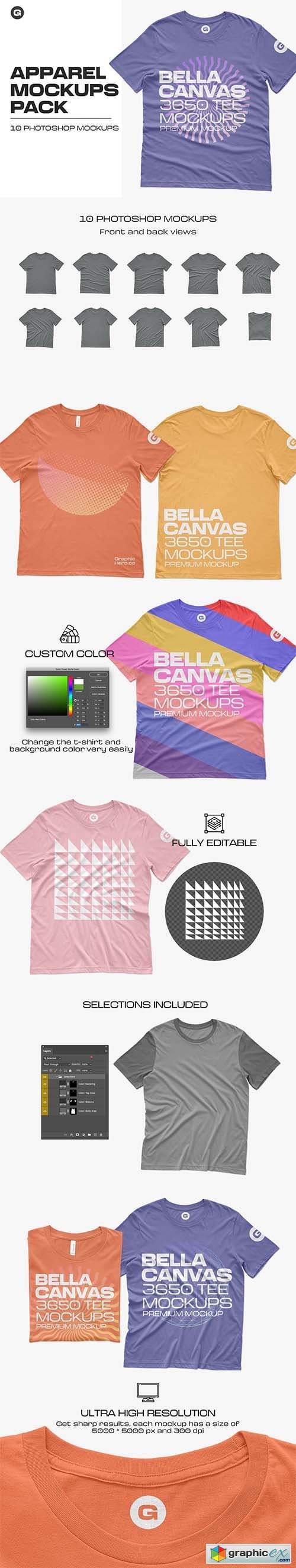 Bella 3650 Short Sleeve Tee Mockups 