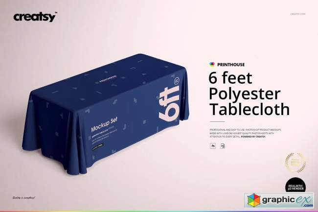 6ft Polyester Tablecloth Mockup Set