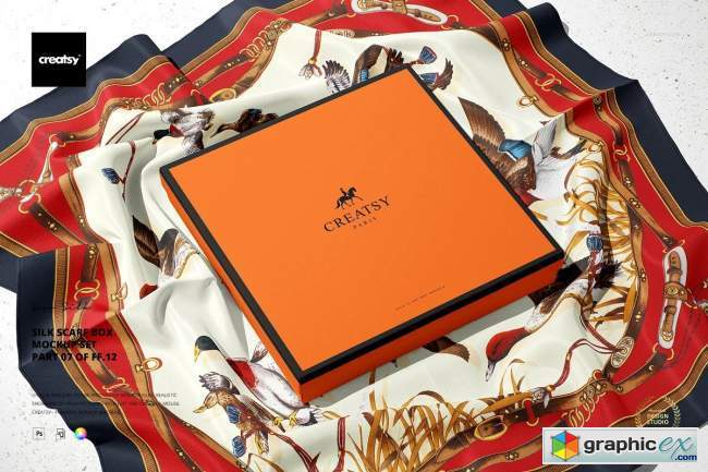 Silk Scarf Box Mockup Set 07/FFv.12