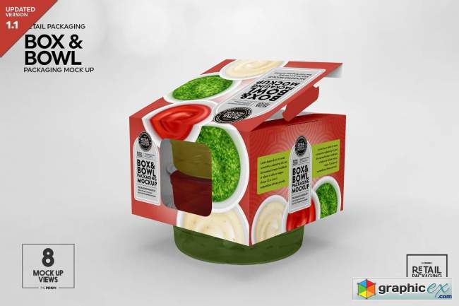 Box and Bowl Packaging Mockup 