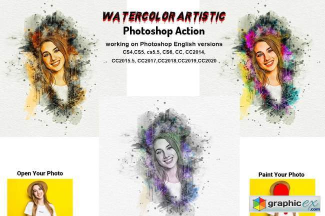 Watercolor Artistic Photoshop Action 5763787