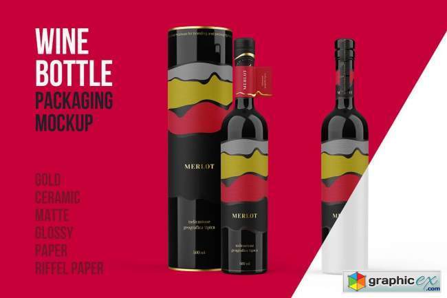 Ceramic Wine Bottle Mockup PRO