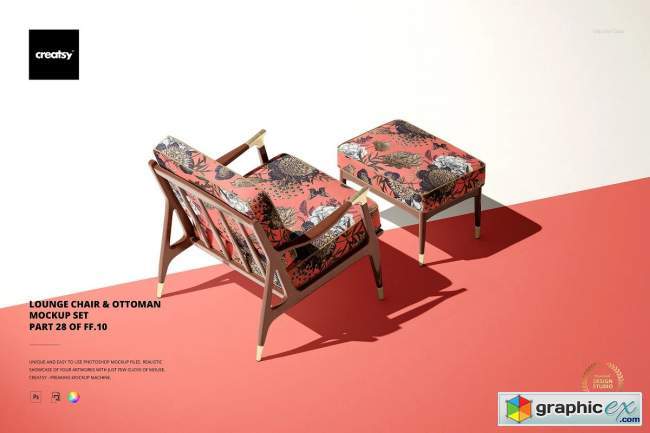 Lounge Chair & Ottoman Mockup Set 
