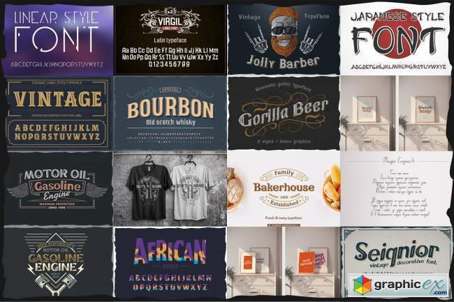 Big vintage fonts bundle