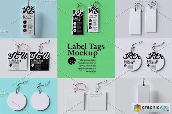 Set of Tag Clothing Labels Mockup 