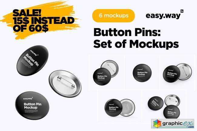  Button Pins PSD Mockups Set 