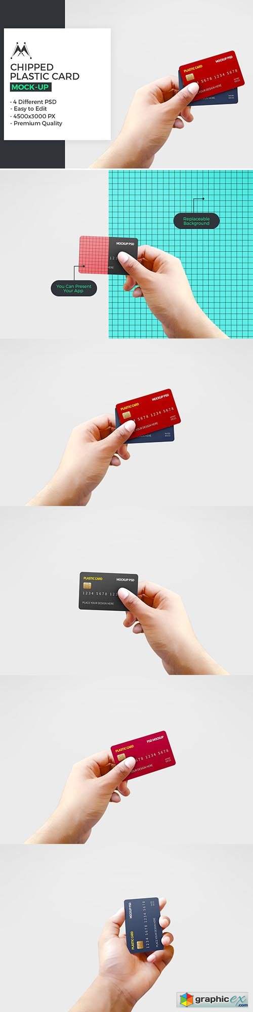 Chipped Plastic Card in Hand Mockup 