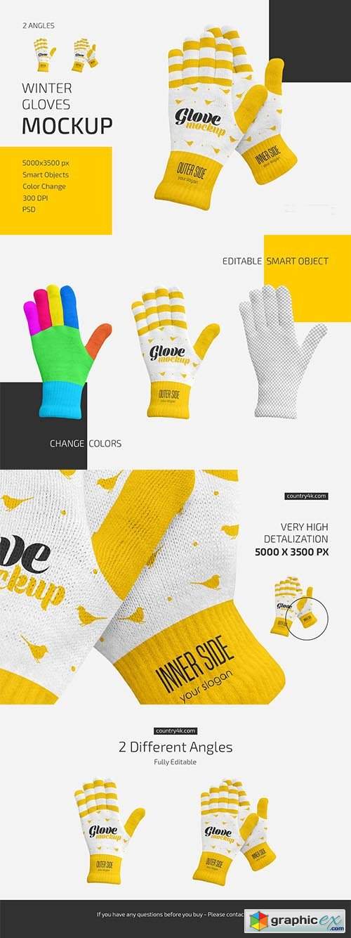 Download Winter Gloves Mockup Set » Free Download Vector Stock Image Photoshop Icon
