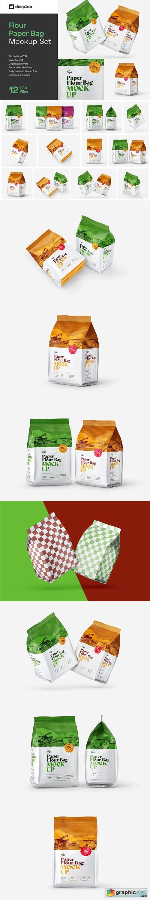 Download Paper Flour Bag Mockup Set Pouch Free Download Vector Stock Image Photoshop Icon