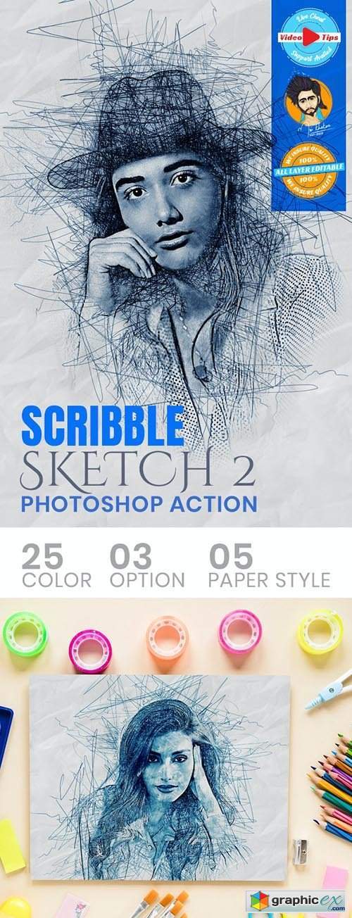 Scribble Sketch Photoshop Action