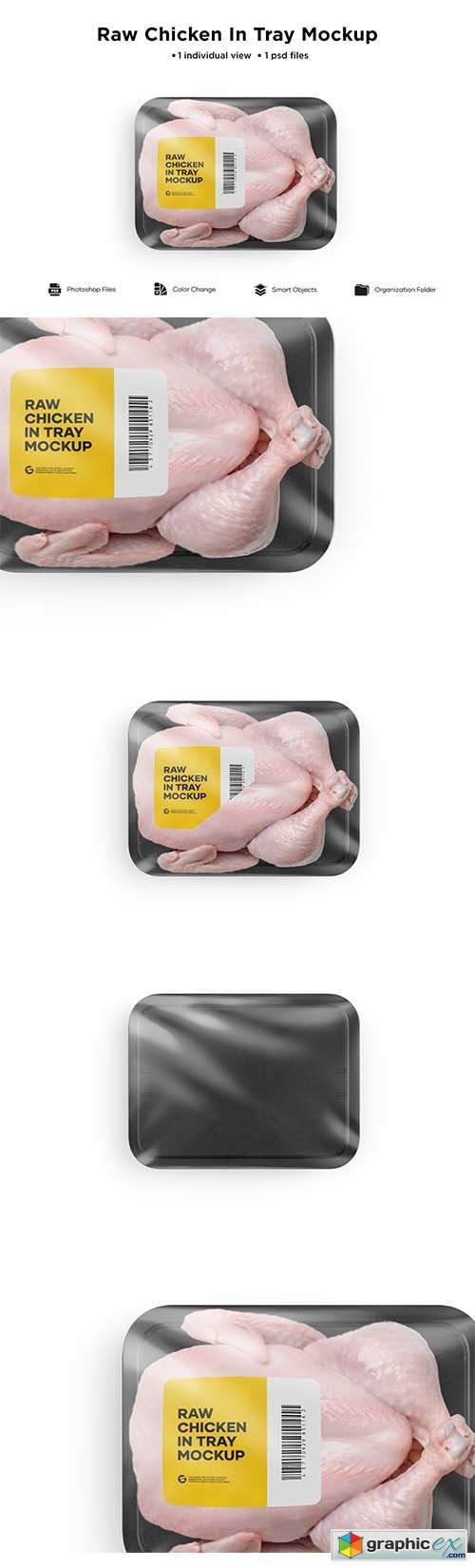 Tray With Raw Chicken Mockup 
